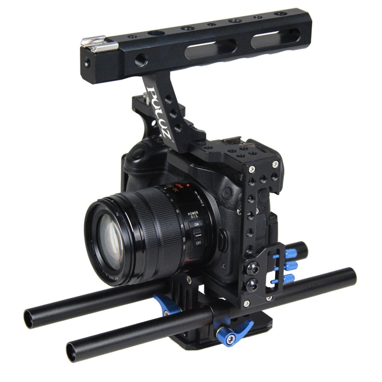 PULUZ Camera Cage Handle Stabilizer for Sony A7 & A7S & A7R, A7 II & A7R II & A7S II, A7R III & A7S III, A7R IV, A6000, A6500, A6300, Panasonic Lumix DMC-GH4(Blue) - Camera Cage by PULUZ | Online Shopping UK | buy2fix