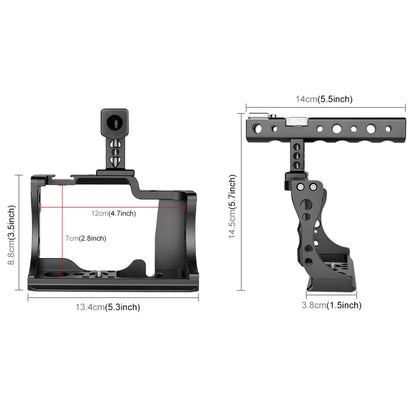 PULUZ Video Camera Cage Stabilizer with Handle for Canon EOS M50(Black) - Camera Accessories by PULUZ | Online Shopping UK | buy2fix