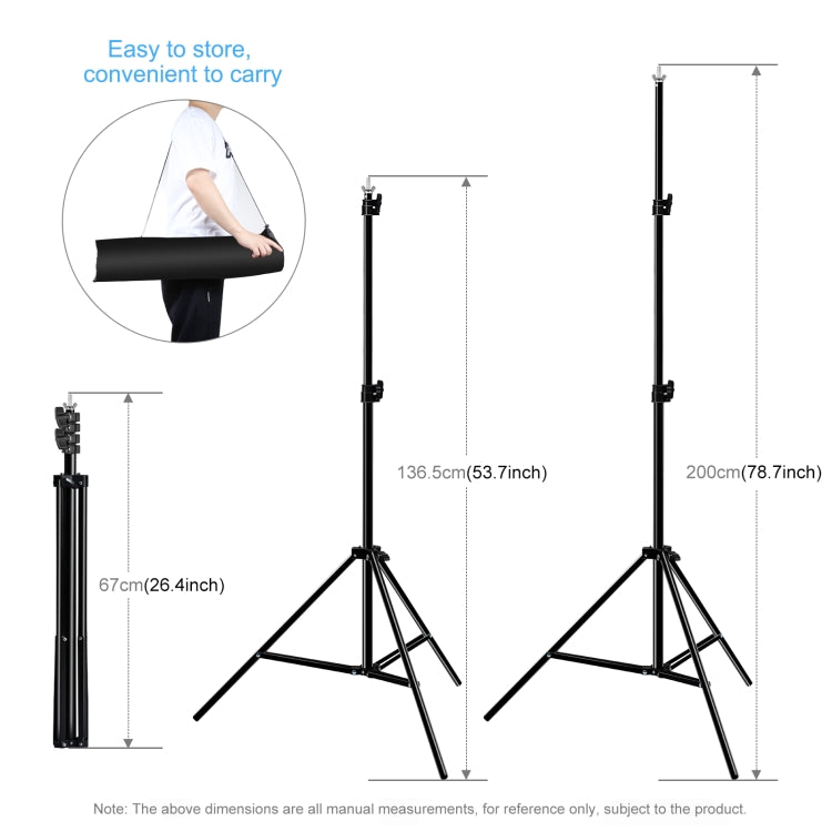 PULUZ 2 x 2m Photo Studio Background Support Stand Backdrop Crossbar Bracket(Black) - Camera Accessories by PULUZ | Online Shopping UK | buy2fix