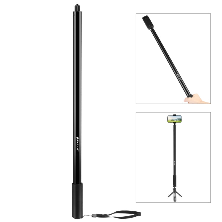 PULUZ 3m Metal Selfie Stick Monopod  for Insta360 One RS / X2 / X3 (Black) - Self Monopod Grip by PULUZ | Online Shopping UK | buy2fix