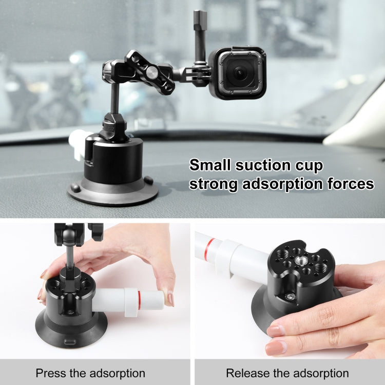 PULUZ 3 inch Car Single Pump Suction Cup Aluminum Alloy Mount (Black) - Holder by PULUZ | Online Shopping UK | buy2fix