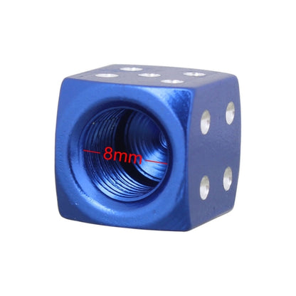 Universal 8mm Dice Style Aluminium Alloy Car Tire Valve Caps, Pack of 4(Blue) - In Car by buy2fix | Online Shopping UK | buy2fix