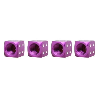 Universal 8mm Dice Style Aluminium Alloy Car Tire Valve Caps, Pack of 4(Purple) - In Car by buy2fix | Online Shopping UK | buy2fix