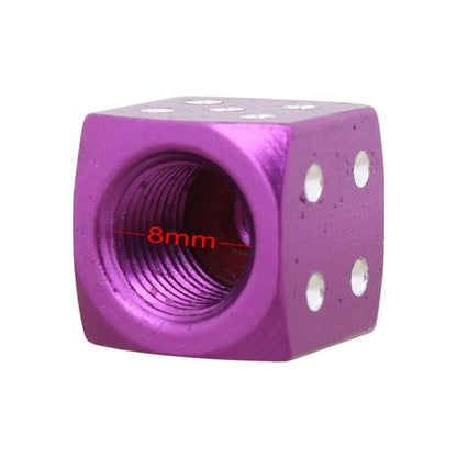Universal 8mm Dice Style Aluminium Alloy Car Tire Valve Caps, Pack of 4(Purple) - In Car by buy2fix | Online Shopping UK | buy2fix
