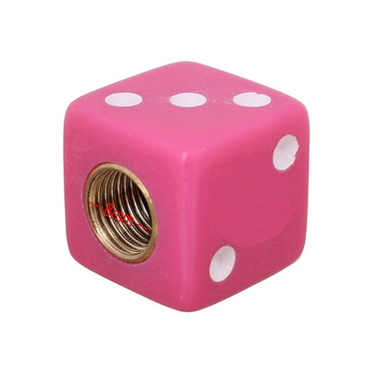 Universal 8mm Dice Style Plastic Car Tire Valve Caps, Pack of 4(Magenta) - In Car by buy2fix | Online Shopping UK | buy2fix