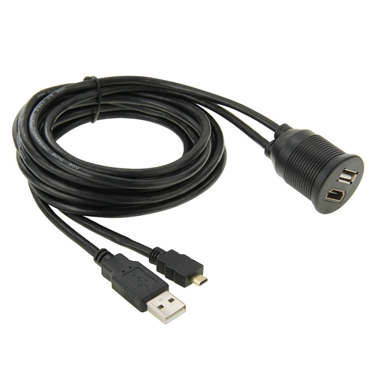 USB 2.0 & Micro HDMI (Type-D) Male to USB 2.0 & HDMI (Type-A) Female Adapter Cable with Car Flush Mount, Length: 2m - In Car by buy2fix | Online Shopping UK | buy2fix