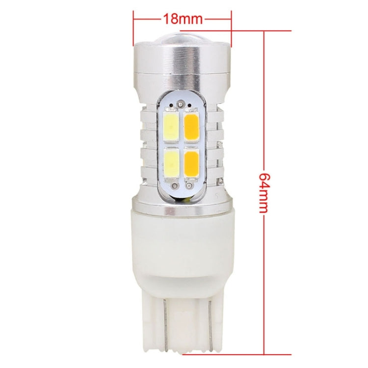 2PCS T20 10W 700LM Yellow + White Light Dual Wires 20-LED SMD 5630 Car Brake Light Lamp Bulb, Constant Current, DC 12-24V - In Car by buy2fix | Online Shopping UK | buy2fix