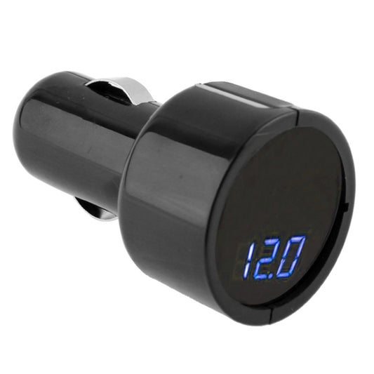 1 inch LED Display Cigarette Lighter Electric Voltage Meter for Auto Battery, Blue Light(Black) - In Car by buy2fix | Online Shopping UK | buy2fix