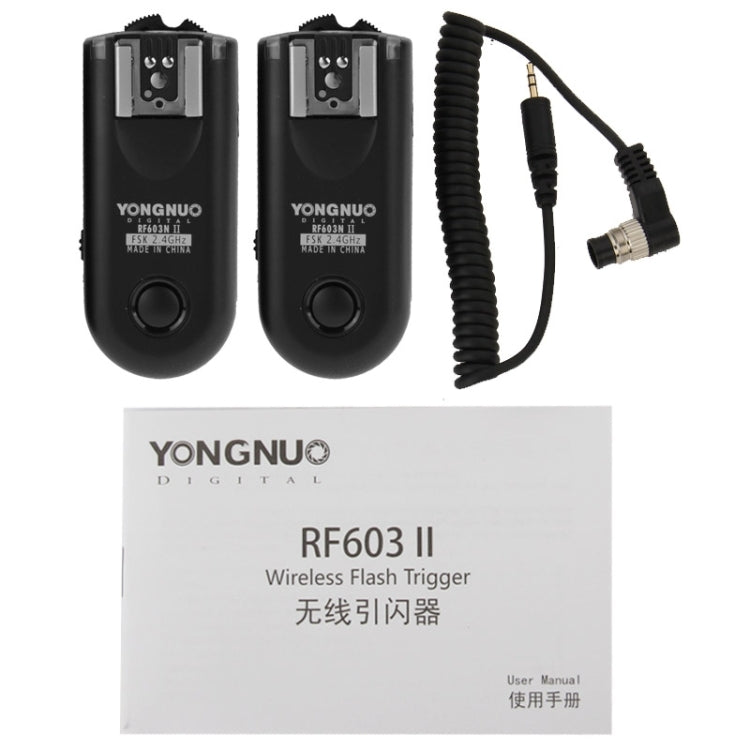 2 PCS YONGNUO RF603N II FSK 2.4GHz Wireless Flash Trigger with N1 Shutter Connecting Cable - Wireless Flash Trigger by YONGNUO | Online Shopping UK | buy2fix