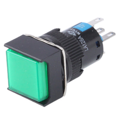 Car DIY Square Button Push Switch with Lock & LED Indicator, DC 24V(Green) - In Car by buy2fix | Online Shopping UK | buy2fix