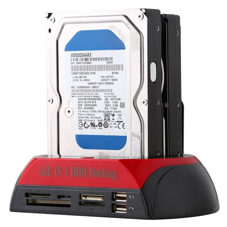 All in 1 Dual 2.5 inch/3.5 inch SATA/IDE HDD Dock Station with Card Reader & Hub - HDD Enclosure by buy2fix | Online Shopping UK | buy2fix