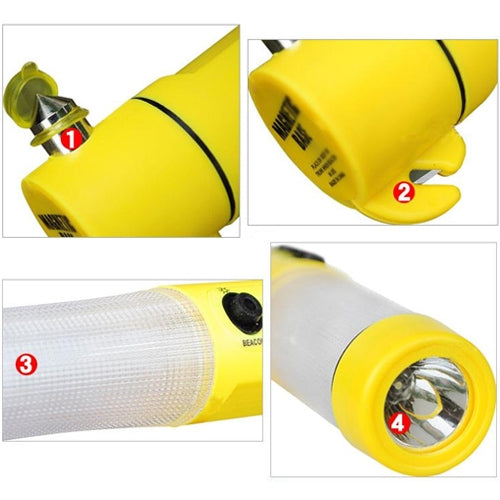 4 in 1 Multi Function Flashlight Alarm Emergency Hammer LED Flash Light For Auto-used(Yellow) - Emergency Hammer by buy2fix | Online Shopping UK | buy2fix