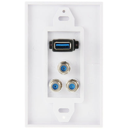 USB 3.0 Female Plug + 3 F Female Plugs Wall Plate Panel - Consumer Electronics by buy2fix | Online Shopping UK | buy2fix