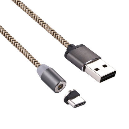 360 Degree Rotation 1m Weave Style USB-C / Type-C to USB 2.0 Strong Magnetic Charger Cable with LED Indicator for Samsung Galaxy S8 & S8 + / LG G6 / Huawei P10 & P10 Plus / Oneplus 5 and other Smartphones (Gold) - Mobile Accessories by buy2fix | Online Shopping UK | buy2fix