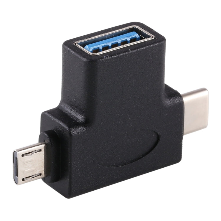 Multi-function USB 3.0 Female & USB-C / Type-C Male & Micro USB Male T-shape OTG Adapter - OTG Adapter by buy2fix | Online Shopping UK | buy2fix