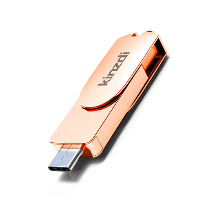 Kinzdi 128GB USB 3.0 + Type-C 3.0 Interface Metal Twister Flash Disk V11 (Rose Gold) - USB Flash Drives by Kinzdi | Online Shopping UK | buy2fix