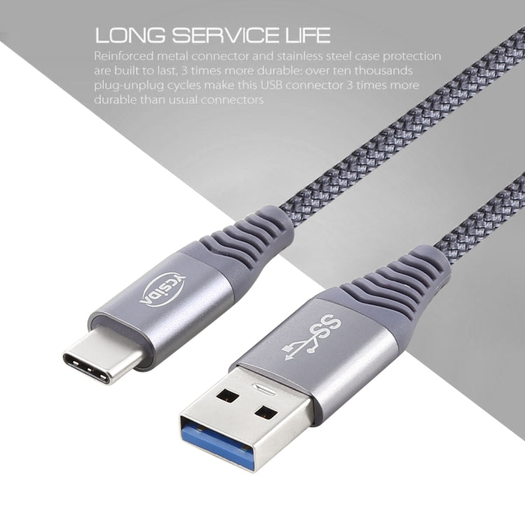 1.2m Nylon Braided Cord USB to Type-C Data Sync Charge Cable with 110 Copper Wires, Support Fast Charging(Grey) - Mobile Accessories by buy2fix | Online Shopping UK | buy2fix