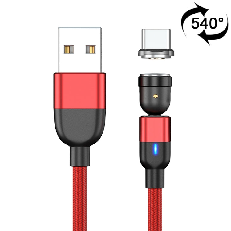 2m 3A Output USB to USB-C / Type-C 540 Degree Rotating Magnetic Data Sync Charging Cable (Red) - Mobile Accessories by buy2fix | Online Shopping UK | buy2fix