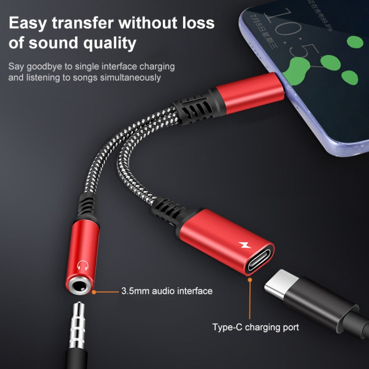 2 in 1 USB-C / Type-C Male to PD 60W USB-C / Type-C Charging + 3.5mm Audio Female Earphone Adapter (Black) - Type-C Adapter by buy2fix | Online Shopping UK | buy2fix