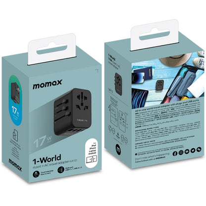 MOMAX UA12 1-World 17W Global Travel Fast Charger Power Adapter - International Plug Adaptor by MOMAX | Online Shopping UK | buy2fix