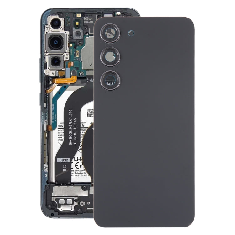 For Samsung Galaxy S23 SM-S911B OEM Glass Battery Back Cover with Camera Lens Cover(Black) - Repair & Spare Parts by buy2fix | Online Shopping UK | buy2fix