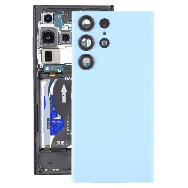 For Samsung Galaxy S23 Ultra SM-S918 Glass Battery Back Cover with Camera Lens Cover(Blue) - Repair & Spare Parts by buy2fix | Online Shopping UK | buy2fix