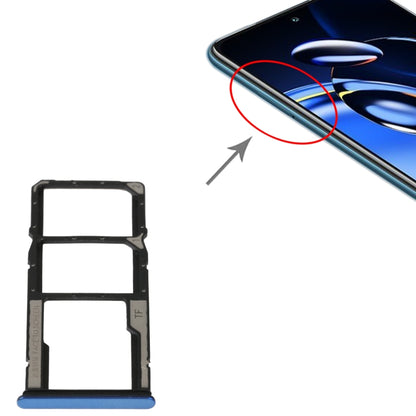 For Xiaomi Redmi Note 11SE SIM Card Tray + SIM Card Tray + Micro SD Card Tray(Blue) - Card Tray by buy2fix | Online Shopping UK | buy2fix