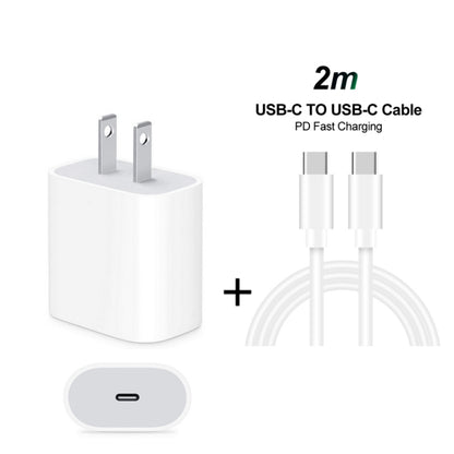 2 in 1 Single USB-C / Type-C Port Travel Charger + 3A PD 3.0 USB-C / Type-C to USB-C / Type-C Fast Charge Data Cable Set, Cable Length: 2m(US Plug) - Mobile Accessories by buy2fix | Online Shopping UK | buy2fix