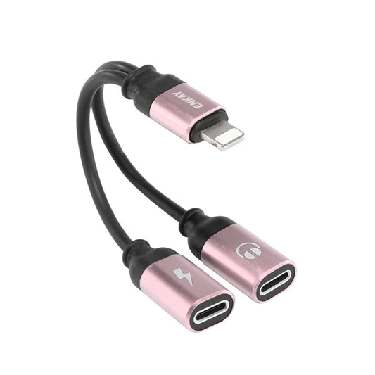 ENKAY ENK-AT104 8 Pin to Dual 8 Pin Charging Listen to Songs Aluminum Alloy Adapter Conversion Cable(Rose Gold) - Earphone Adapter by ENKAY | Online Shopping UK | buy2fix