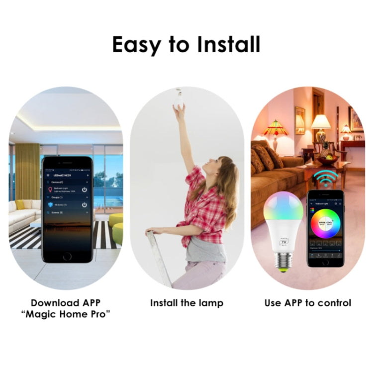 7W  E27 RGBCW WIFI LED smart bulb wireless smart home automation light(RGBCW+Warm White+White) - Smart Light Bulbs by buy2fix | Online Shopping UK | buy2fix