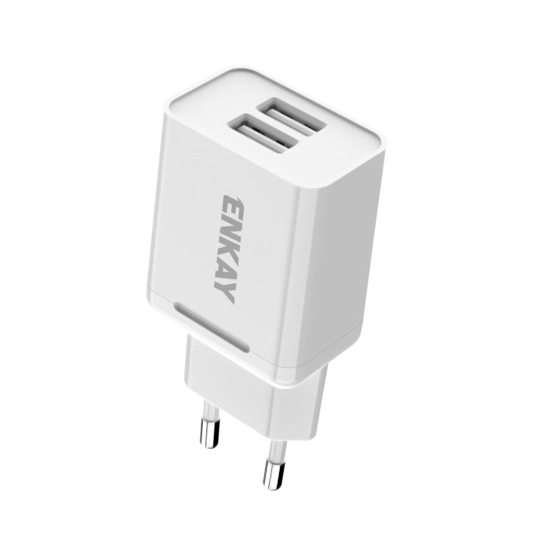 ENKAY Hat-Prince T003-1 10.5W 2.1A Dual USB Charging EU Plug Travel Power Adapter With 2.1A 1m 8 Pin Cable - Mobile Accessories by ENKAY | Online Shopping UK | buy2fix