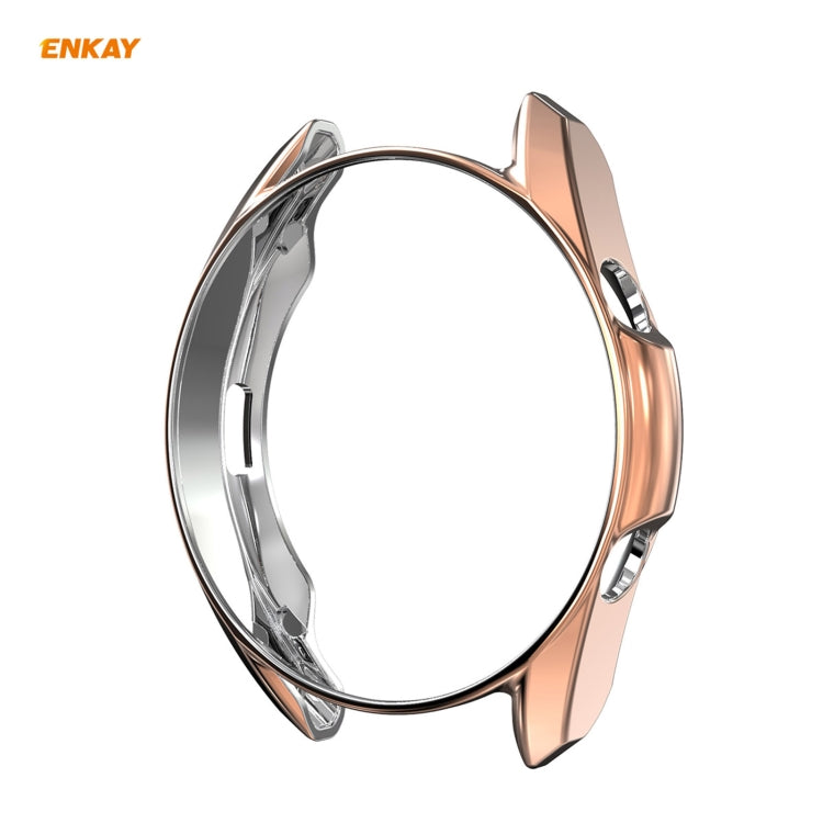 For Samsung Galaxy Watch 3 45mm 2 in 1 ENKAY Hat-Prince Electroplate Soft TPU Case + 0.2mm 9H 2.15D Curved Edge Tempered Glass Film(Rose Gold) - Watch Cases by ENKAY | Online Shopping UK | buy2fix