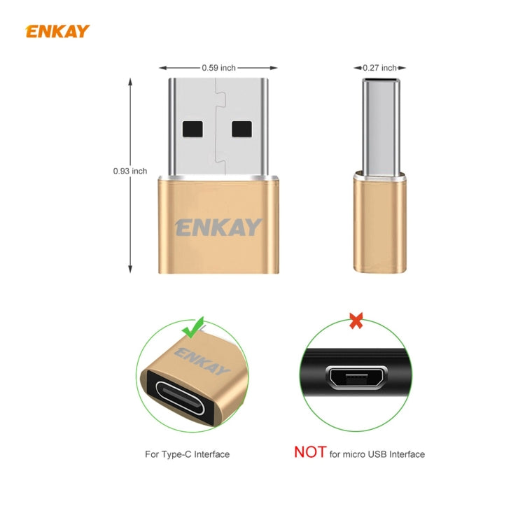 ENKAY ENK-AT105 USB Male to USB-C / Type-C Female Aluminium Alloy Adapter Converter, Support Quick Charging & Data Transmission(Rose Gold) - Type-C Adapter by ENKAY | Online Shopping UK | buy2fix