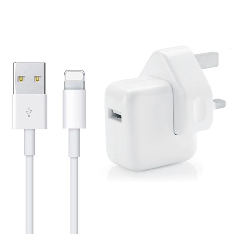 12W USB Charger + USB to 8 Pin Data Cable for iPad / iPhone / iPod Series, UK Plug - USB Charger by buy2fix | Online Shopping UK | buy2fix