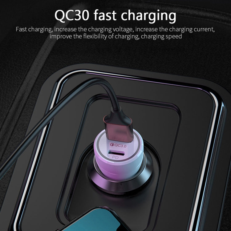 P21 Portable PD 20W + QC3.0 18W Dual Ports Fast Car Charger with USB to Type-C Cable Kit(White) - In Car by buy2fix | Online Shopping UK | buy2fix