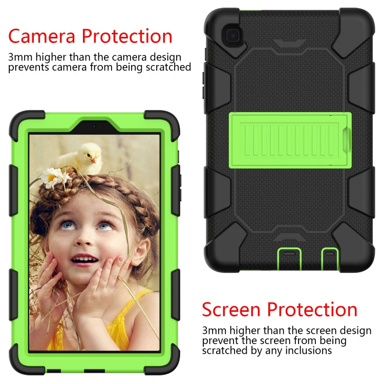 For Samsung Galaxy Tab A7 Lite T220 / T225 Two-Color Robot Shockproof Silicone + PC Protective Case with Holder(Black+Green) - Samsung Accessories by buy2fix | Online Shopping UK | buy2fix