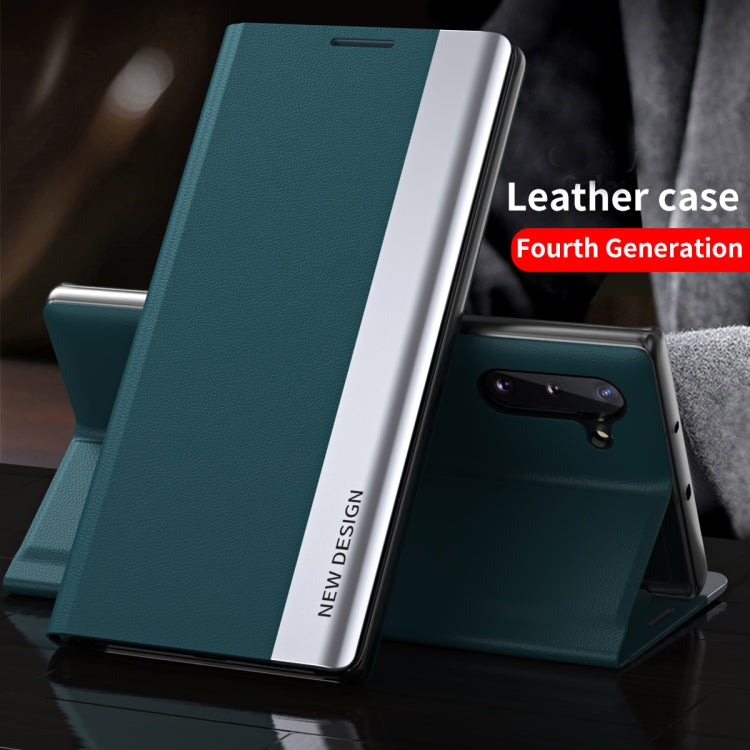 For Samsung Galaxy Note20 Ultra Side Electroplated Magnetic Ultra-Thin Horizontal Flip Leather Case with Holder(Green) - Galaxy Note20 Ultra Cases by buy2fix | Online Shopping UK | buy2fix