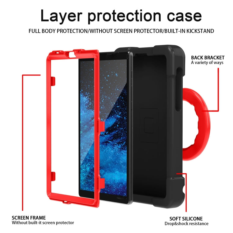 For Galaxy Tab A7 Lite T220/T225 PC + Silicone Shockproof Combination Case with 360 Degree Rotating Holder & Handle(Black+Red) - Tab A7 Lite T220 / T225 by buy2fix | Online Shopping UK | buy2fix