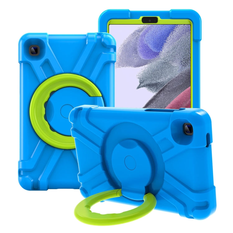 For Galaxy Tab A7 Lite T220/T225 PC + Silicone Shockproof Combination Case with 360 Degree Rotating Holder & Handle(Blue+Grass Green) - Tab A7 Lite T220 / T225 by buy2fix | Online Shopping UK | buy2fix