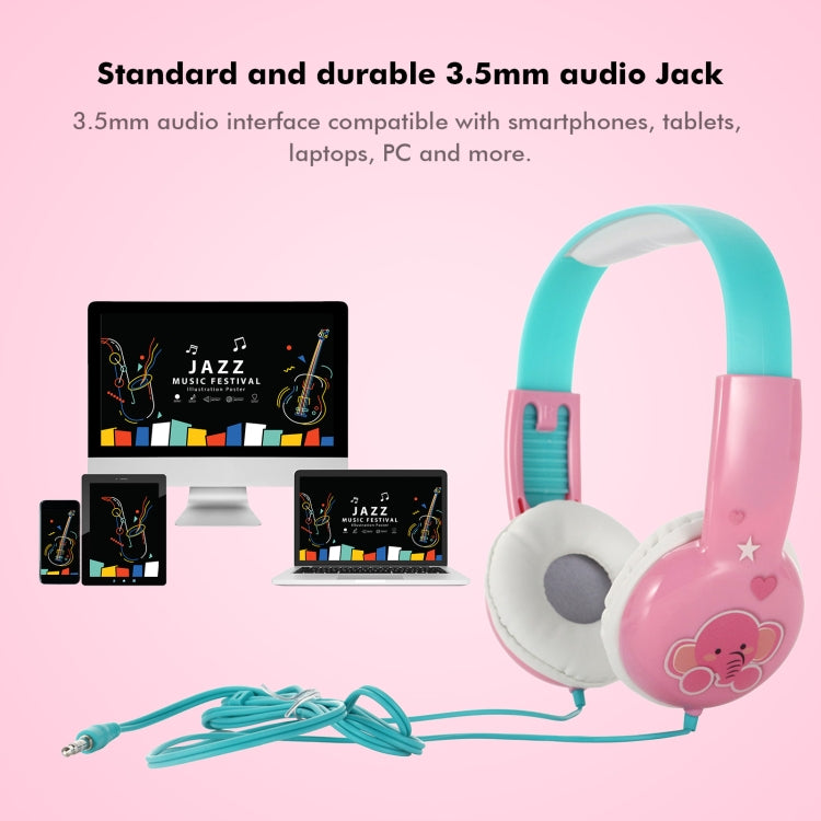 KID101 Portable Cute Children Learning Wired Headphone(Pink Green) - Multimedia Headset by buy2fix | Online Shopping UK | buy2fix