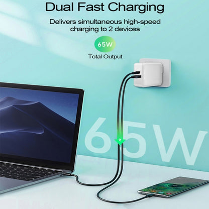 A6 65W QC 3.0 USB + PD Type-C Dual Fast Charging Laptop Adapter for MacBook Series, US Plug + EU Plug - Cable & Adapter by buy2fix | Online Shopping UK | buy2fix