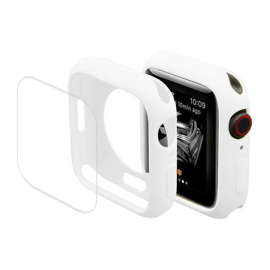 ENKAY Hat-Prince Protective TPU Watch Case + Full Coverage PET Screen Protector Film For Apple Watch Series 8 / 7 45mm(White) - Watch Cases by ENKAY | Online Shopping UK | buy2fix