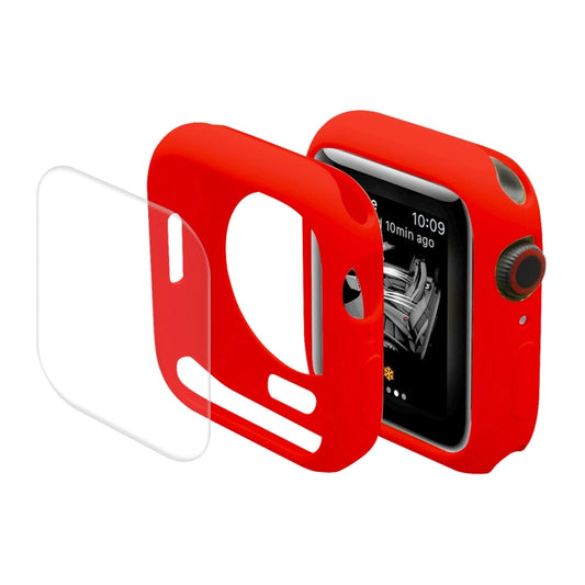 ENKAY Hat-Prince Protective TPU Watch Case + Full Coverage PET Screen Protector Film For Apple Watch Series 8 / 7 45mm(Red) - Watch Cases by ENKAY | Online Shopping UK | buy2fix