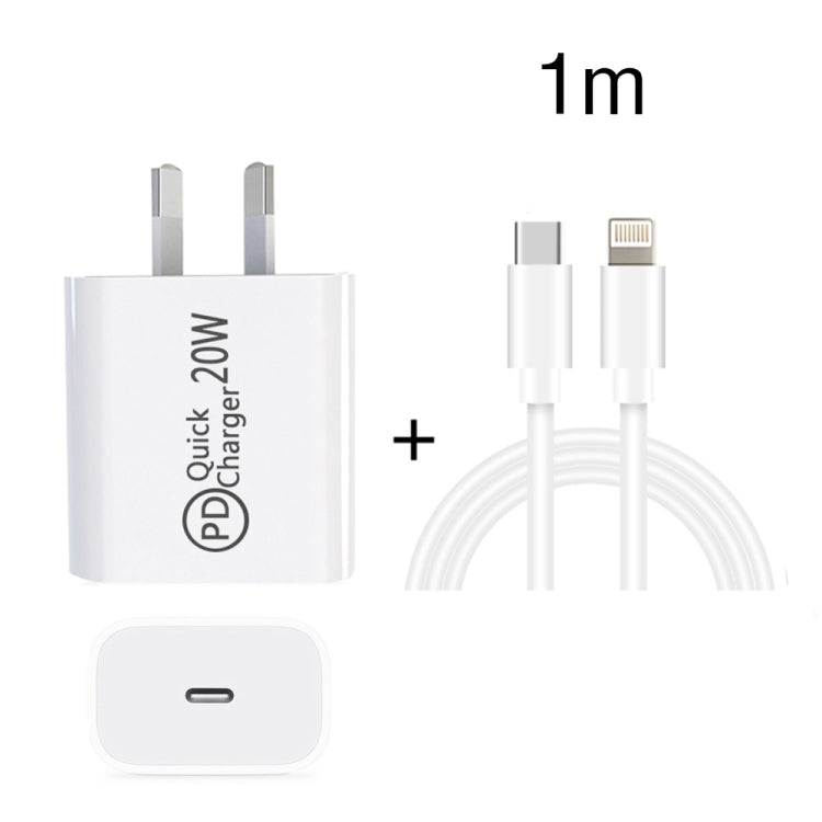 1m AU-20W PD USB-C / Type-C Travel Charger with USB-C to 8 Pin Data Cable, AU Plug - USB Charger by buy2fix | Online Shopping UK | buy2fix