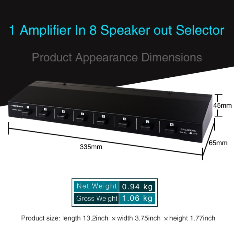 100W 1 In 8 Out Power Amplifier Box Distribute Switcher Loudspeaker - Consumer Electronics by buy2fix | Online Shopping UK | buy2fix