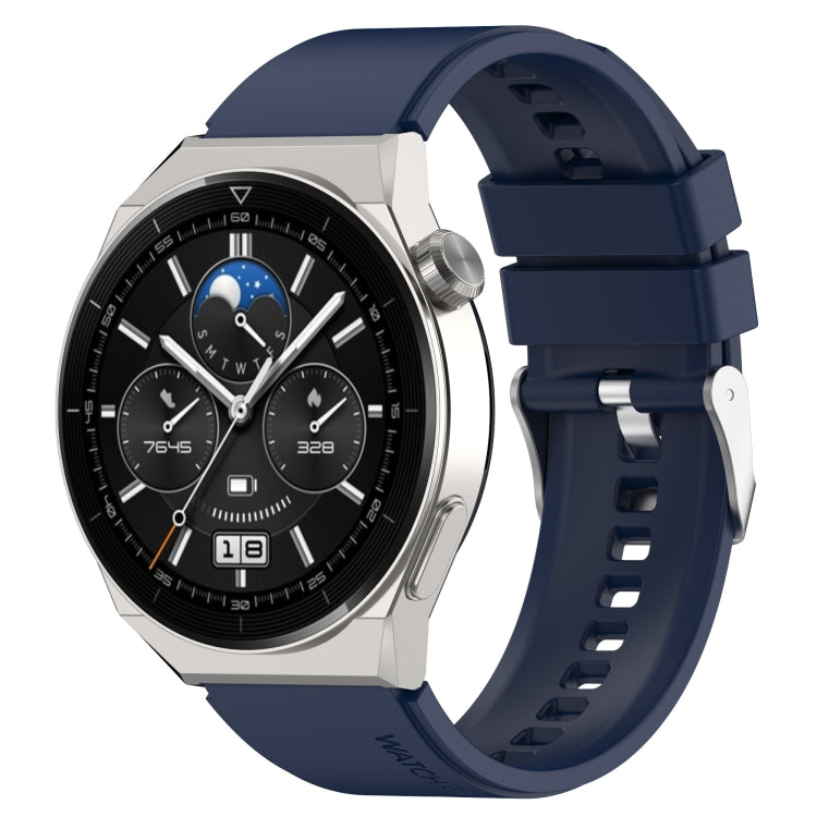 For Huawei Watch GT 3 Pro 46mm 22mm Protruding Head Silver Buckle Silicone Watch Band(Dark Blue) - Smart Wear by buy2fix | Online Shopping UK | buy2fix