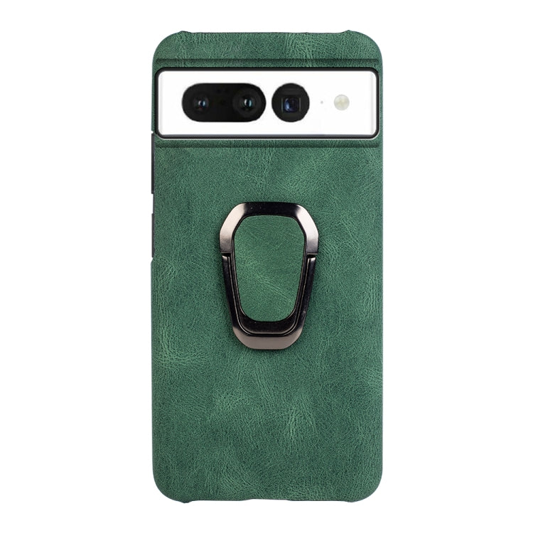 For Google Pixel 7 Ring Holder PU Phone Case(Dark Green) - Google Cases by buy2fix | Online Shopping UK | buy2fix