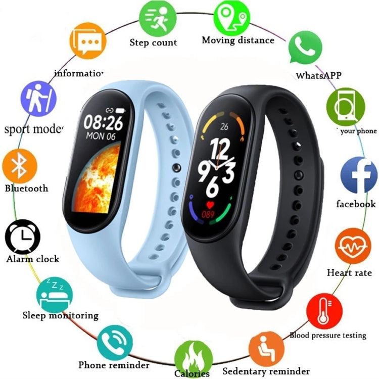 M7 0.96 inch Color Screen Smart Watch,Support Heart Rate Monitoring/Blood Pressure Monitoring(Light Blue) - Smart Wear by buy2fix | Online Shopping UK | buy2fix