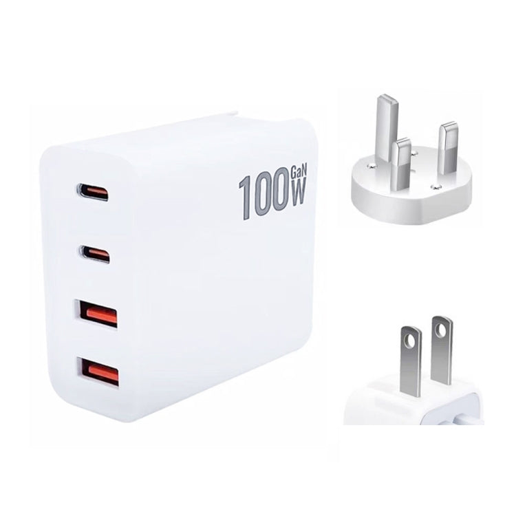 GaN 100W Dual USB + Dual USB-C/Type-C Multi Port Charger for Apple MacBook Series US / UK Plug - Cable & Adapter by buy2fix | Online Shopping UK | buy2fix