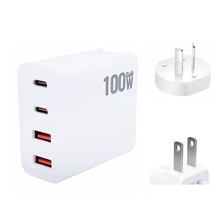 GaN 100W Dual USB + Dual USB-C/Type-C Multi Port Charger for Apple MacBook Series US / AU Plug - Cable & Adapter by buy2fix | Online Shopping UK | buy2fix